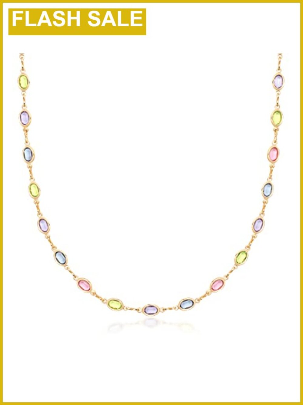 18K Gold Plated Oval Crystal Pendant Necklace for Women Lightweight